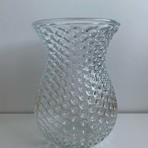 Vintage Clear Glass Hobnail Vase- Mid Century